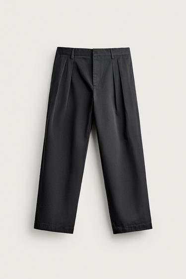 AARON LEVINE X ZARA PLEATED CHINO TROUSERS - Black by Zara