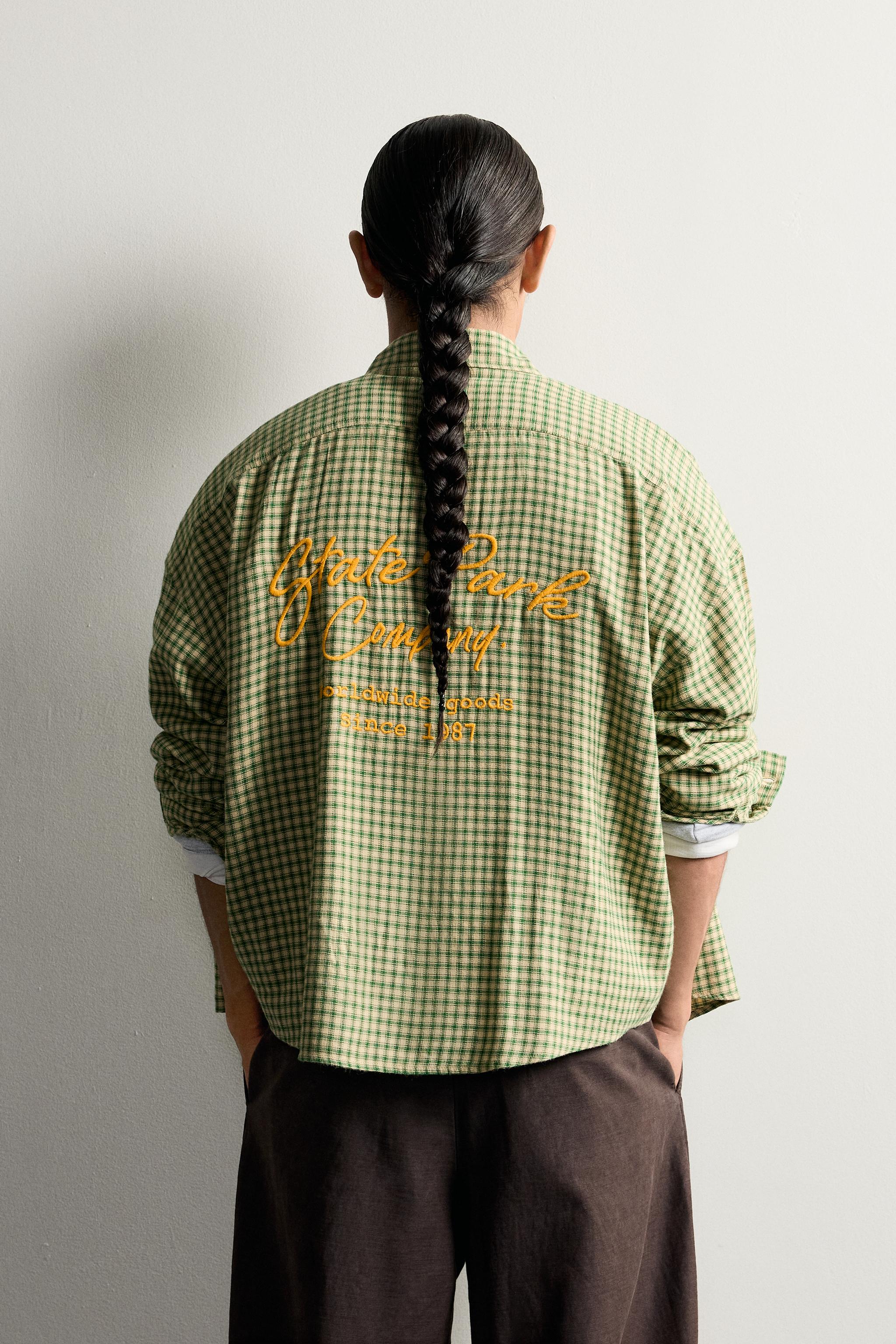 CHEMISE CARREAUX BRODERIES COMBINÉES