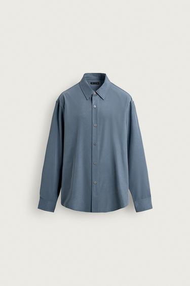 RELAXED FIT FLOWING SHIRT - Blue / Grey by Zara