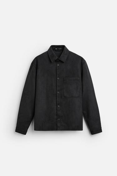 FAUX SUEDE OVERSHIRT - Anthracite grey by Zara