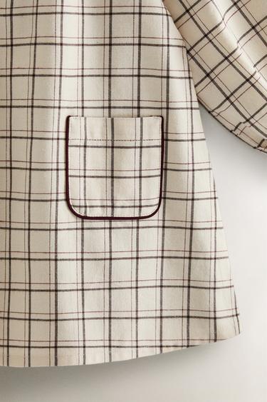 CHILDREN'S CHRISTMAS CHECK COTTON NIGHTDRESS - Ecru by Zara - Image 3