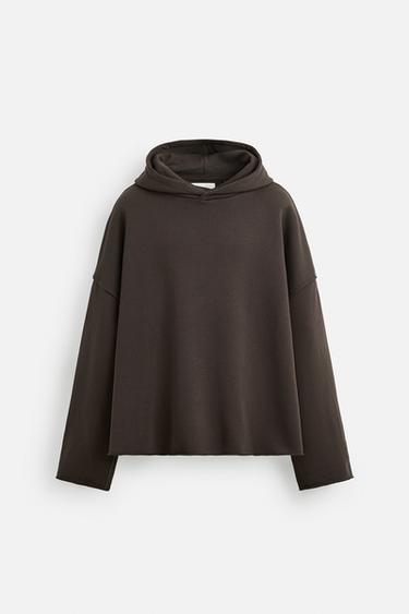SUDADERA CAPUCHA BOXY FIT - Marrón de Zara - Imagen 0