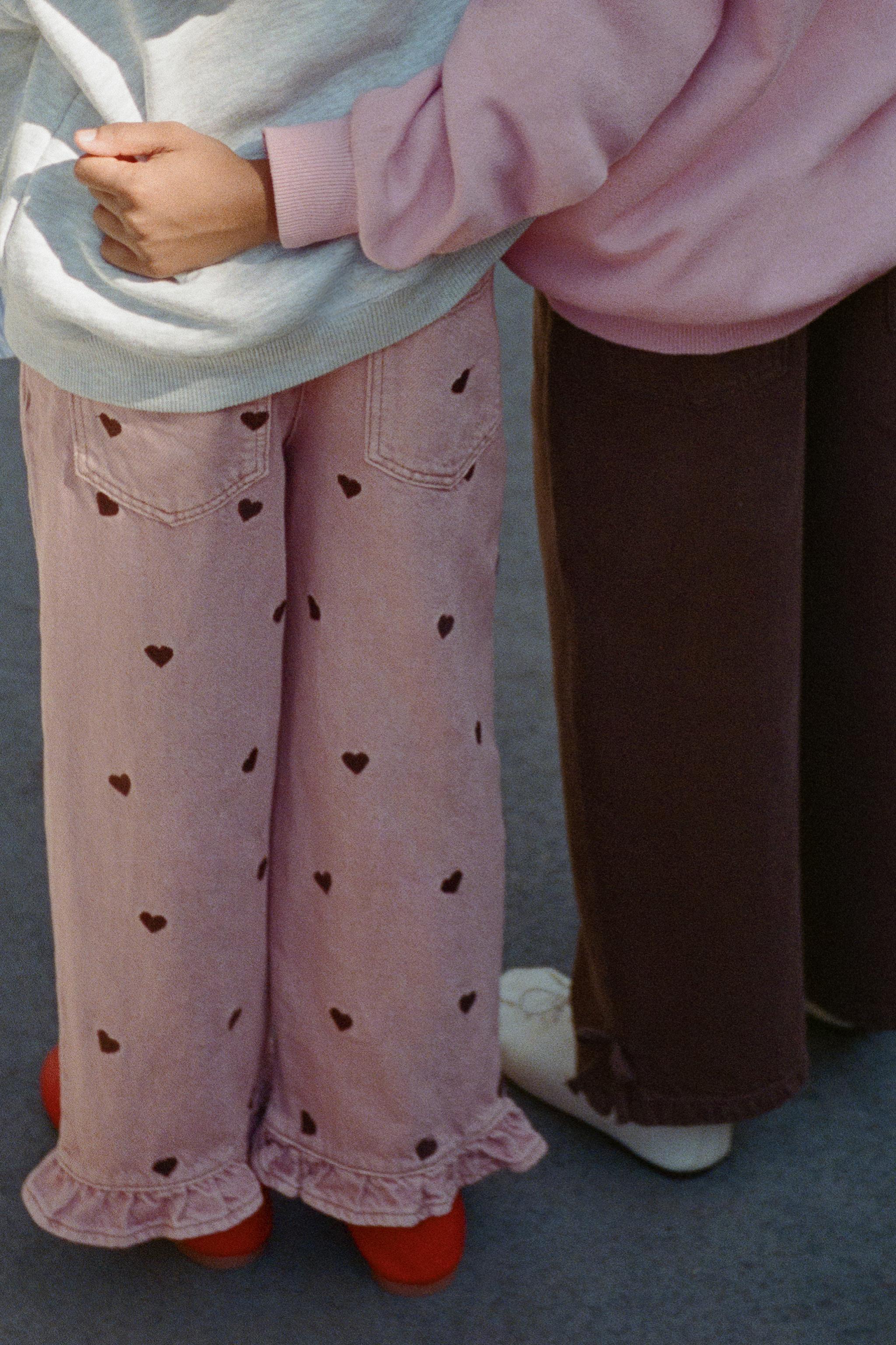 HEART EMBROIDERED Ruffle CULOTTE JEANS