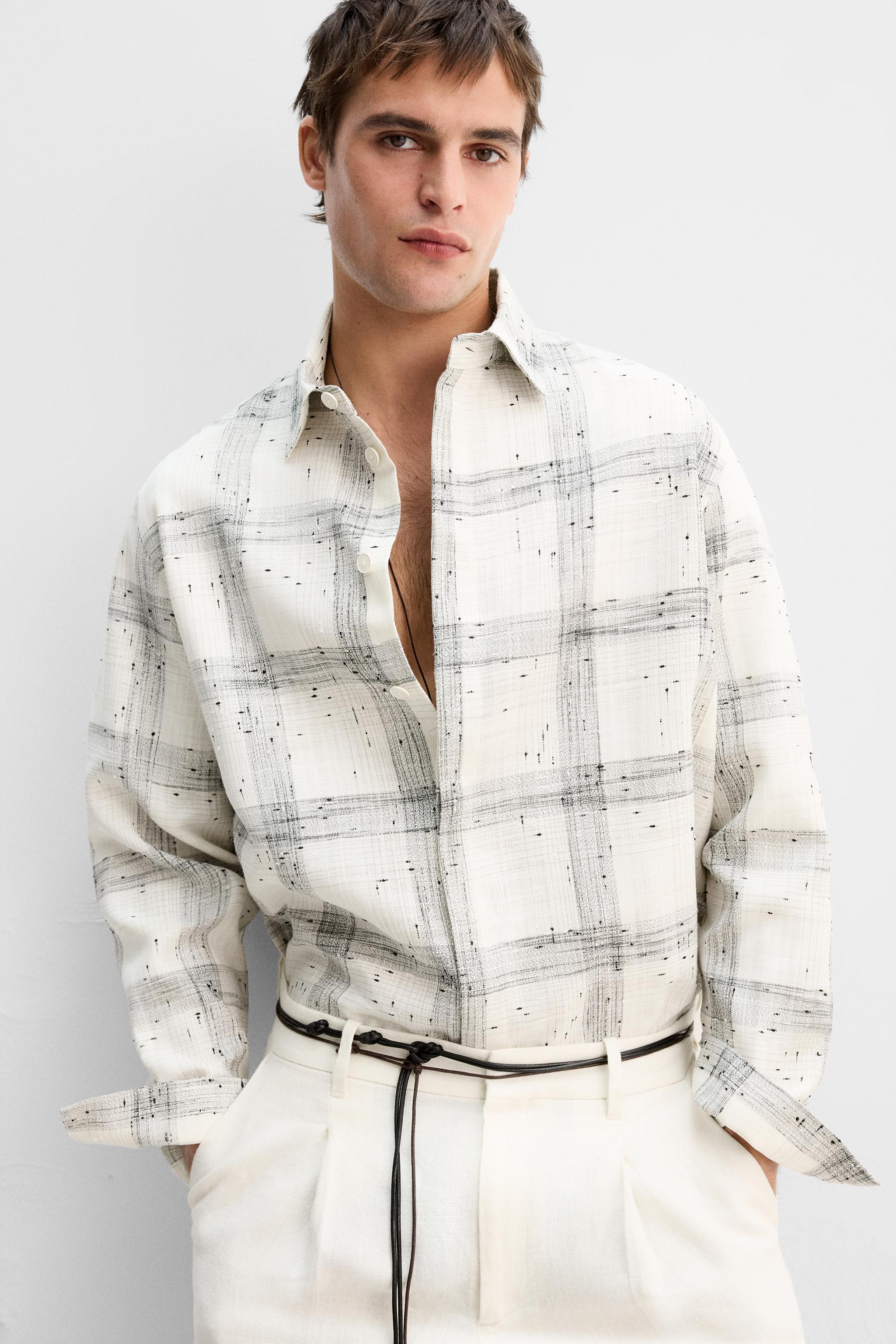 LIMITED EDITION TEXTURED PLAID OVERSHIRT - Black / White