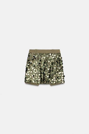 SEQUINNED MINI SKIRT - Green by Zara - Image 5