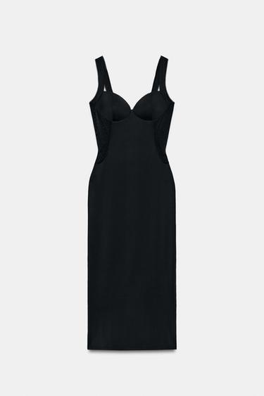 ROBE MI-LONGUE BIMATIÈRE AVEC POLYAMIDE - Noir de Zara - Image 5
