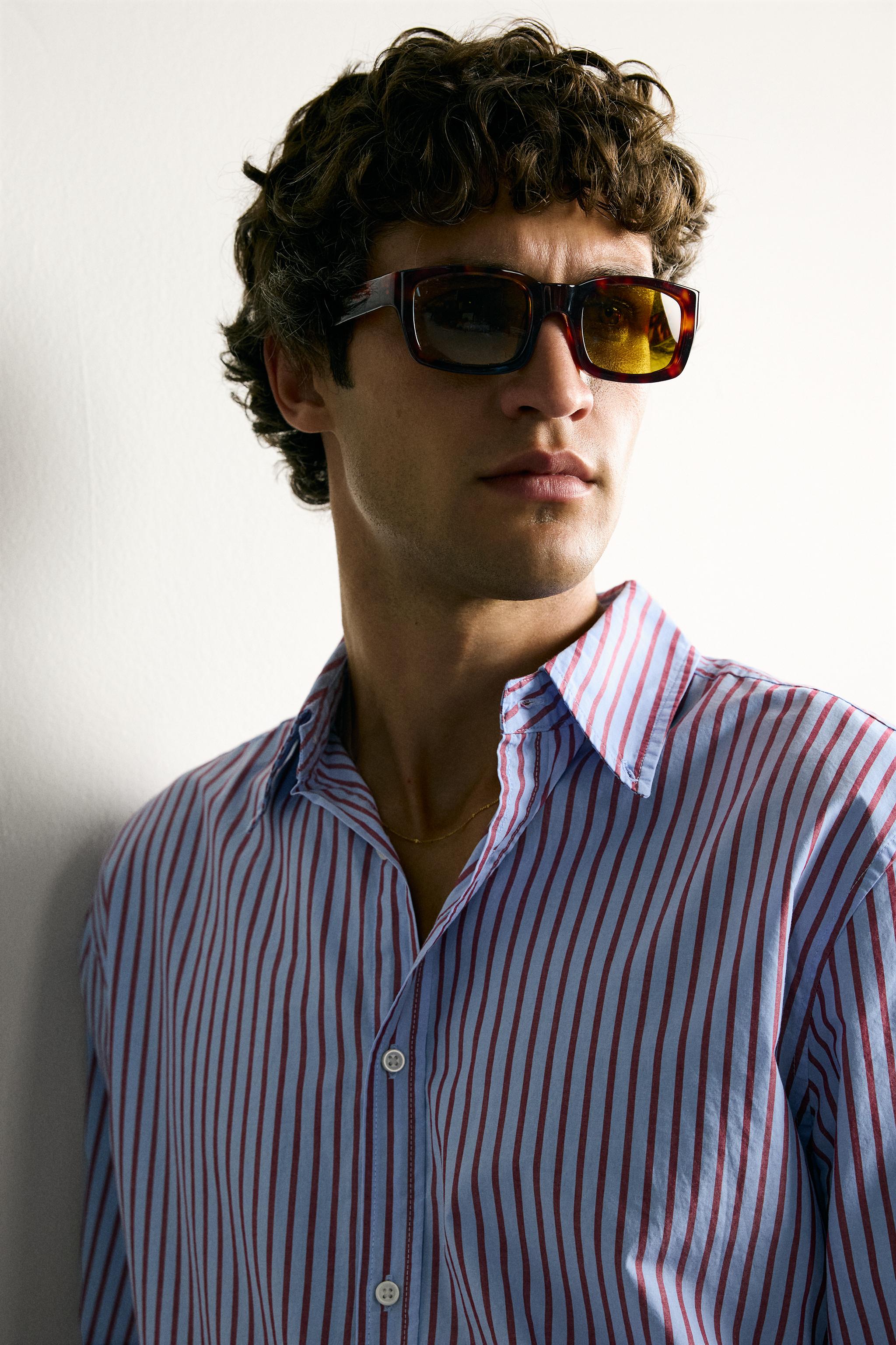 Мужские рубашки Zara CONTRAST STRIPE REGULAR FIT SHIRT — фото 5