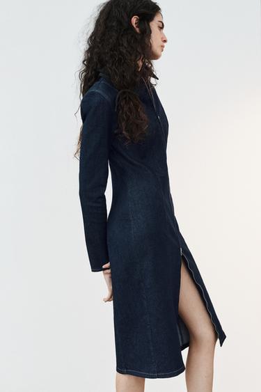 TRF ZIP-UP DENIM DRESS - Dark indigo by Zara - Image 3