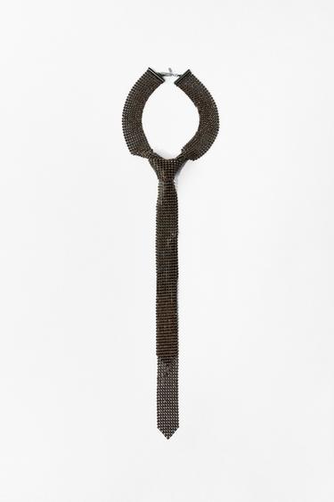 Zara METALLIC RHINESTONE TIE NECKLACE - Golden