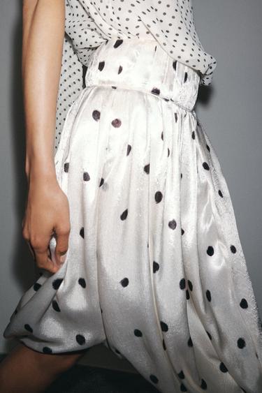 POLKA DOT MIDI SKIRT ZW COLLECTION - Black / White by Zara