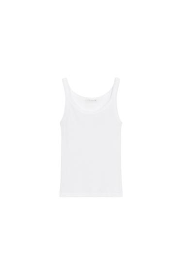 RIBBED COTTON VEST TOP - White by Zara