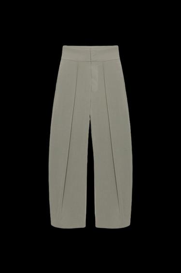 BALLOON PLEAT TROUSERS - Grey green by Zara