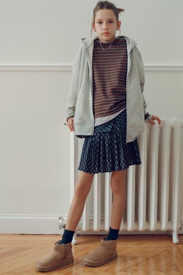 FALDA BERMUDA ESTAMPADO FLORES BRILLO - Azul de Zara