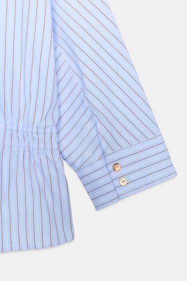 STRIPED SHIRT WITH BOWS - Brown-Blue by Zara - Image 7