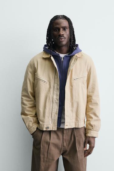 УКОРОЧЕННАЯ КУРТКА С ВЕЛЬВЕТОВЫМ ВОРОТНИКОМ — ЯИЧНО-ЖЕЛТЫЙ от Zara