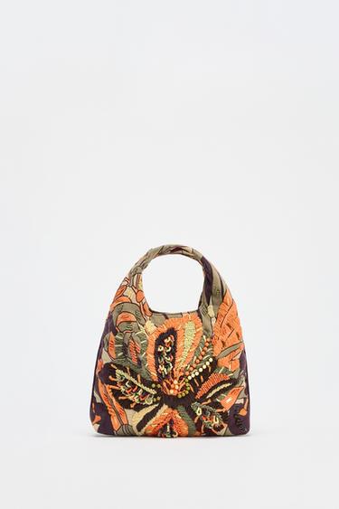 MULTICOLOURED BEADED BAG - Orange by Zara