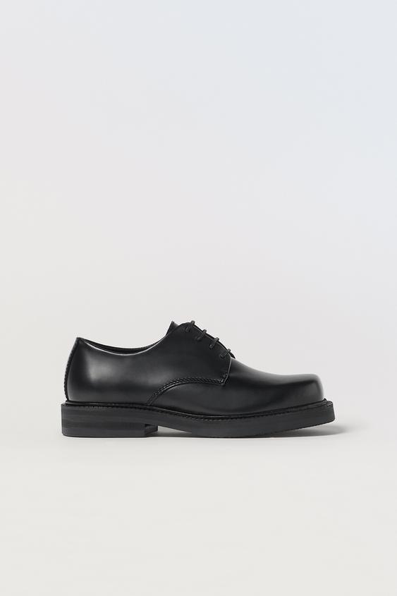 PREMIUM LEATHER DERBY SHOES - Black | ZARA South Africa