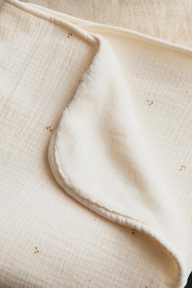 KIDS' FLORAL FLEECE AND MUSLIN BLANKET - Ecru by Zara