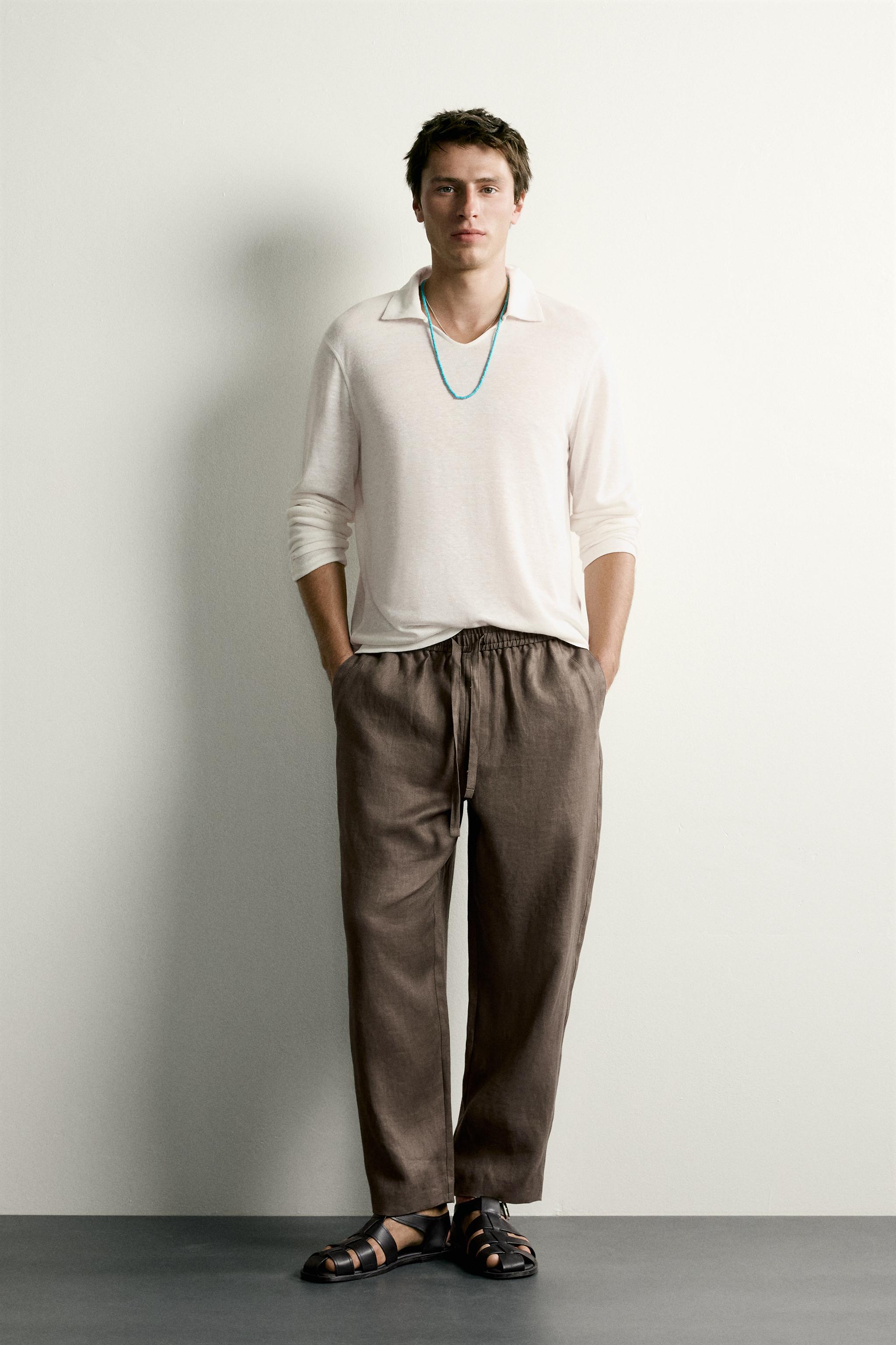 Zara %100 KETEN RELAXED FIT PANTOLON