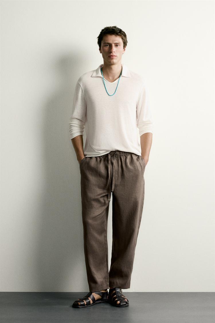 100% LINEN RELAXED FIT TROUSERS