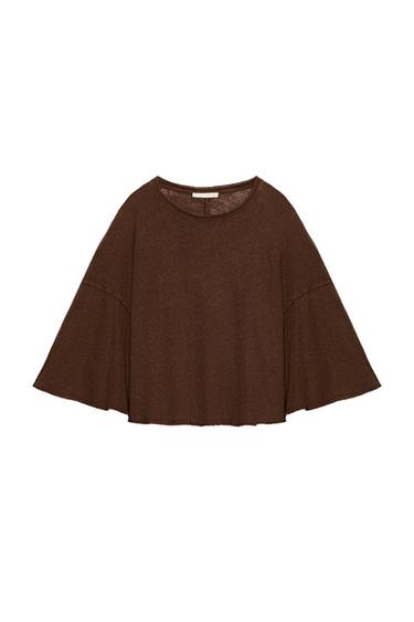 CAMISETA CAPA ALGODÓN Y LINO - Marrón de Zara