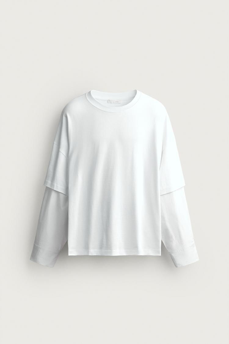 Camiseta manga efecto superposicion
