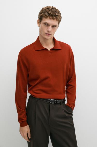 Zara Polo collar knit sweater - Tangerine