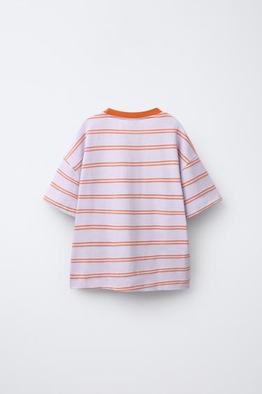STRIPED AND TEXT T-SHIRT - Orange by Zara - Image 1