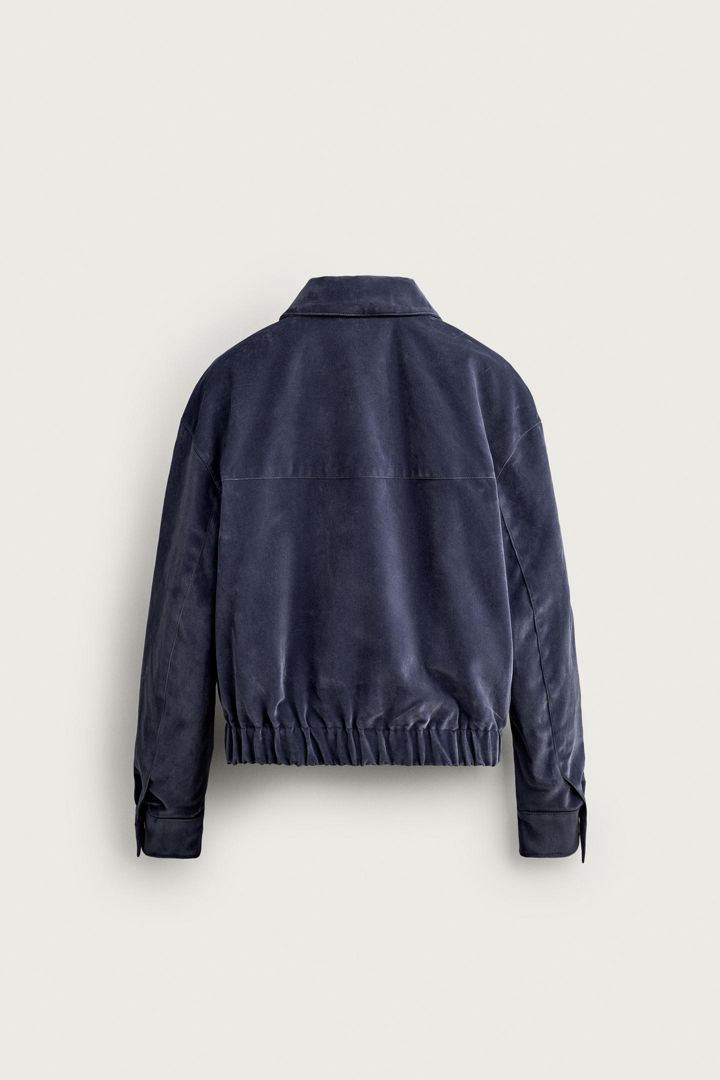 Мужская куртка Zara Cropped Velour, цвет: Синий / Серый — фото 8