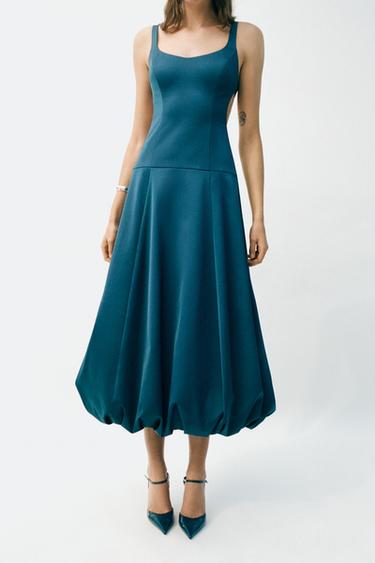 BALLOON MIDI DRESS - Duck green by Zara