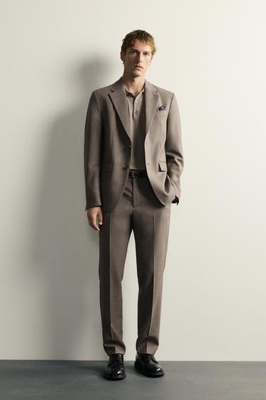 COSTUME REGULAR FIT STRUCTURÉ EN LAINE - WHISKY CLAIR de Zara