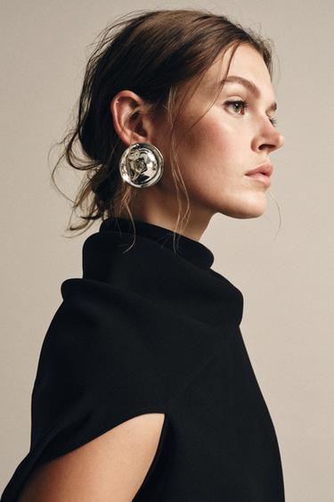 Zara METAL PLATE EARRINGS - Silver