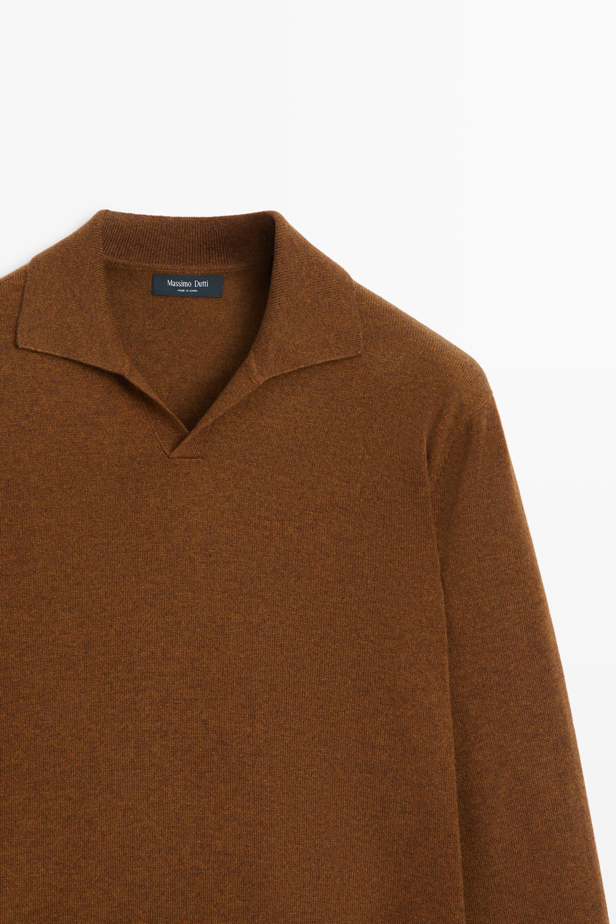 Pull polo en maille de laine mélangée