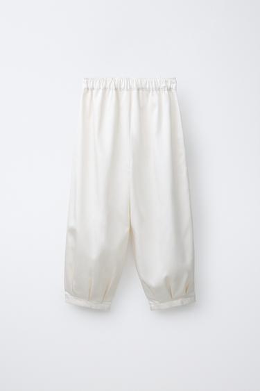 PANTALON BARREL À PINCES - Écru de Zara - Image 1