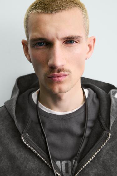 SUDADERA LAVADA CREMALLERA CAPUCHA - Antracita oscuro de Zara