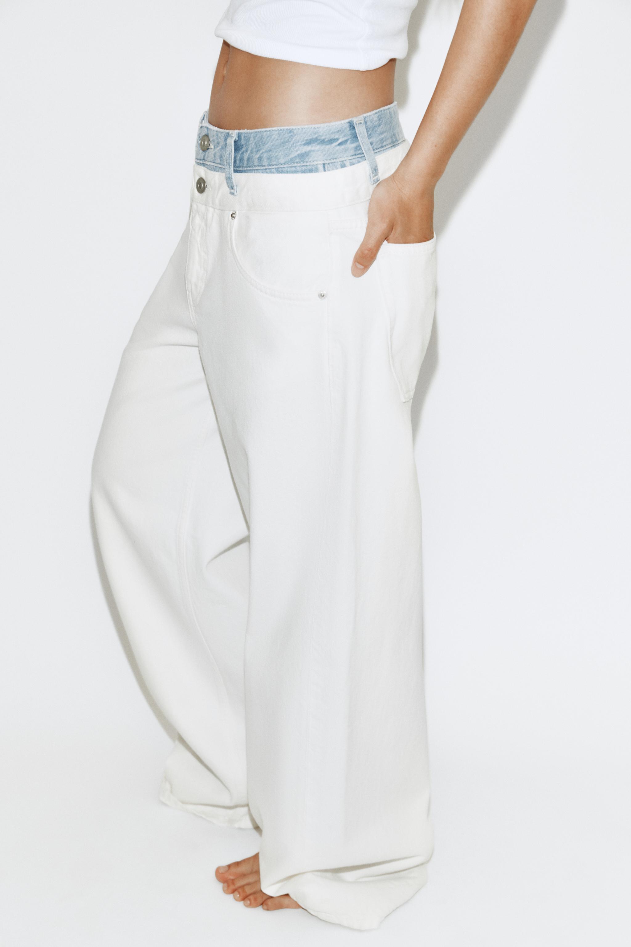 Женские джинсы Zara TRF STRAIGHT DOUBLE WAISTBAND MID-RISE JEANS — фото 5