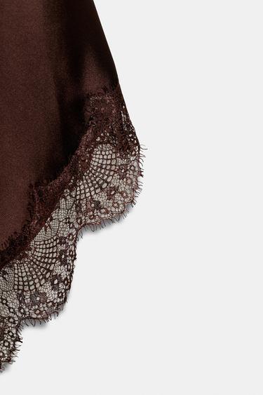 SATIN LACE DRESS - Dark mink by Zara - Image 5