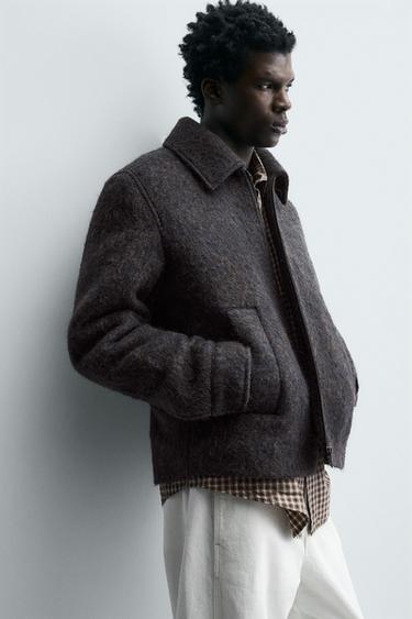 CROPPED TEXTURED OVERSHIRT - Brown-Blue by Zara - Image 5