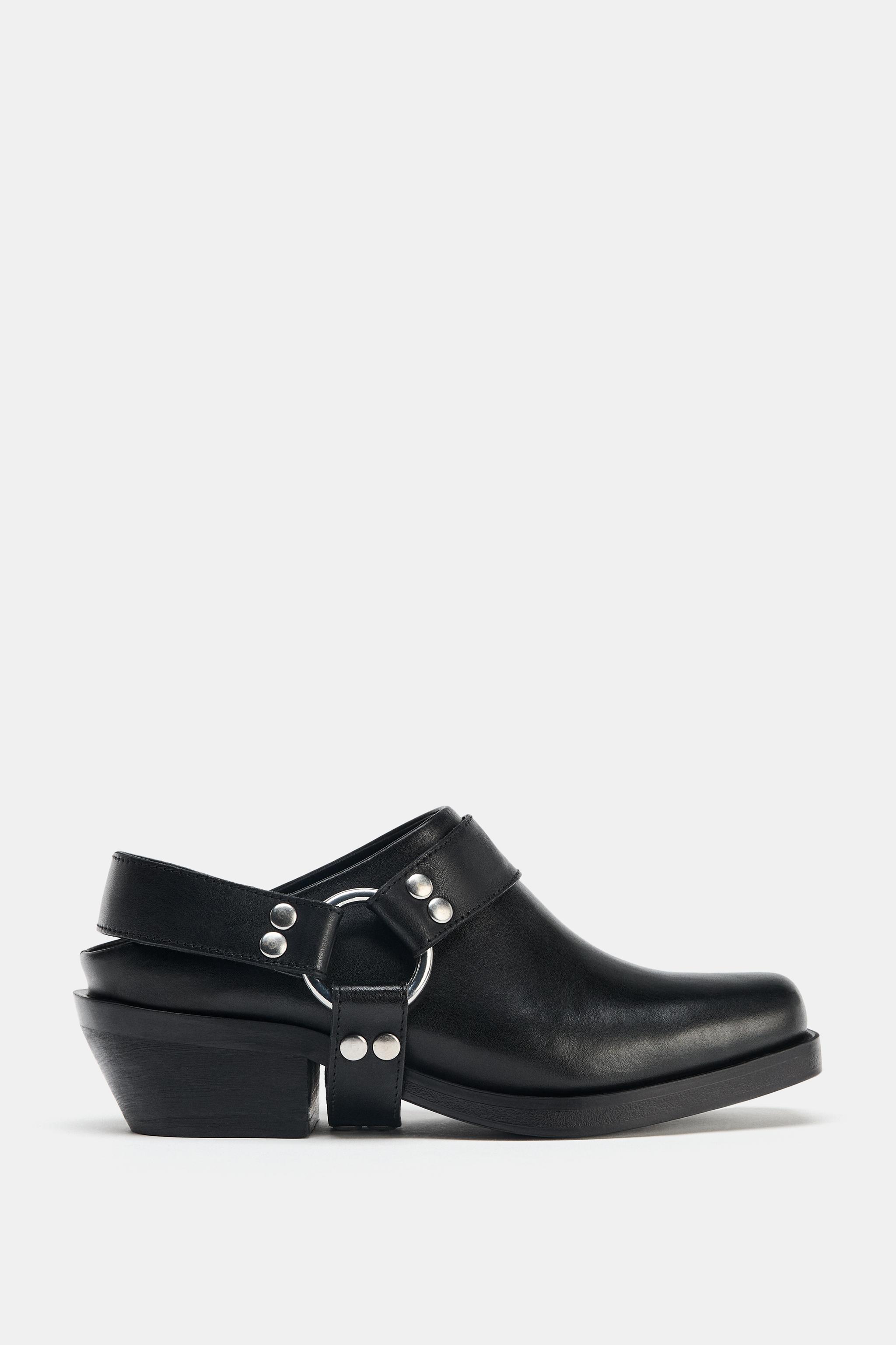 LEATHER BIKER CLOGS - Black | ZARA United States