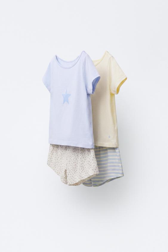 6-14 ANOS / PACK DE DOIS PIJAMAS LISTRAS E ESTRELAS - Amarelo da Zara - Imagem 0