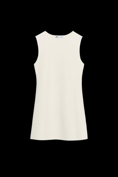 Zara SHORT PLAIN KNIT DRESS - Ecru - Image 0