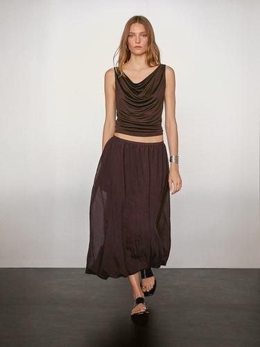 Zara Pleated balloon midi skirt - white - Image 0