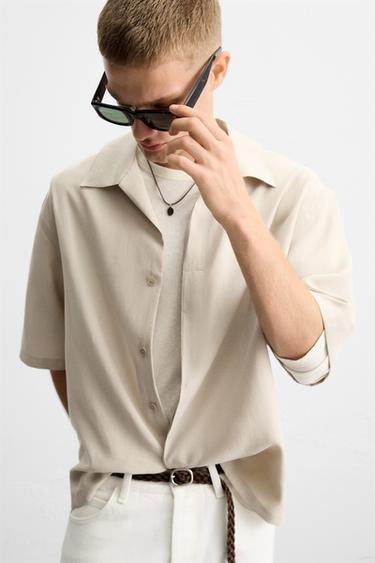 CHEMISE FLUIDE RELAXED FIT - Beige clair de Zara - Image 4