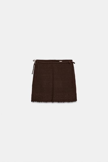 KNIT MINI SKIRT - Brown by Zara - Image 9