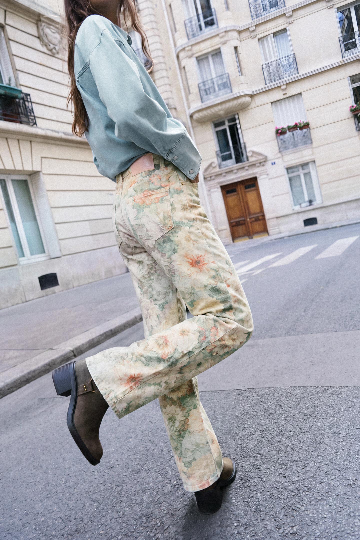 Женские джинсы Zara Z1975 Mid-Rise Straight Floral Print, цвет: С принтом — фото 4