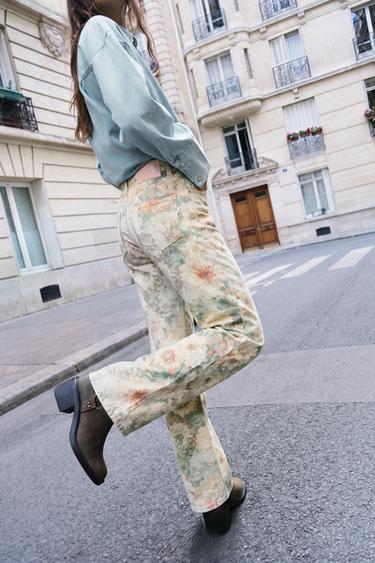 JEAN Z1975 DROIT TAILLE NORMALE À MOTIF FLORAL - Imprimée de Zara - Image 3