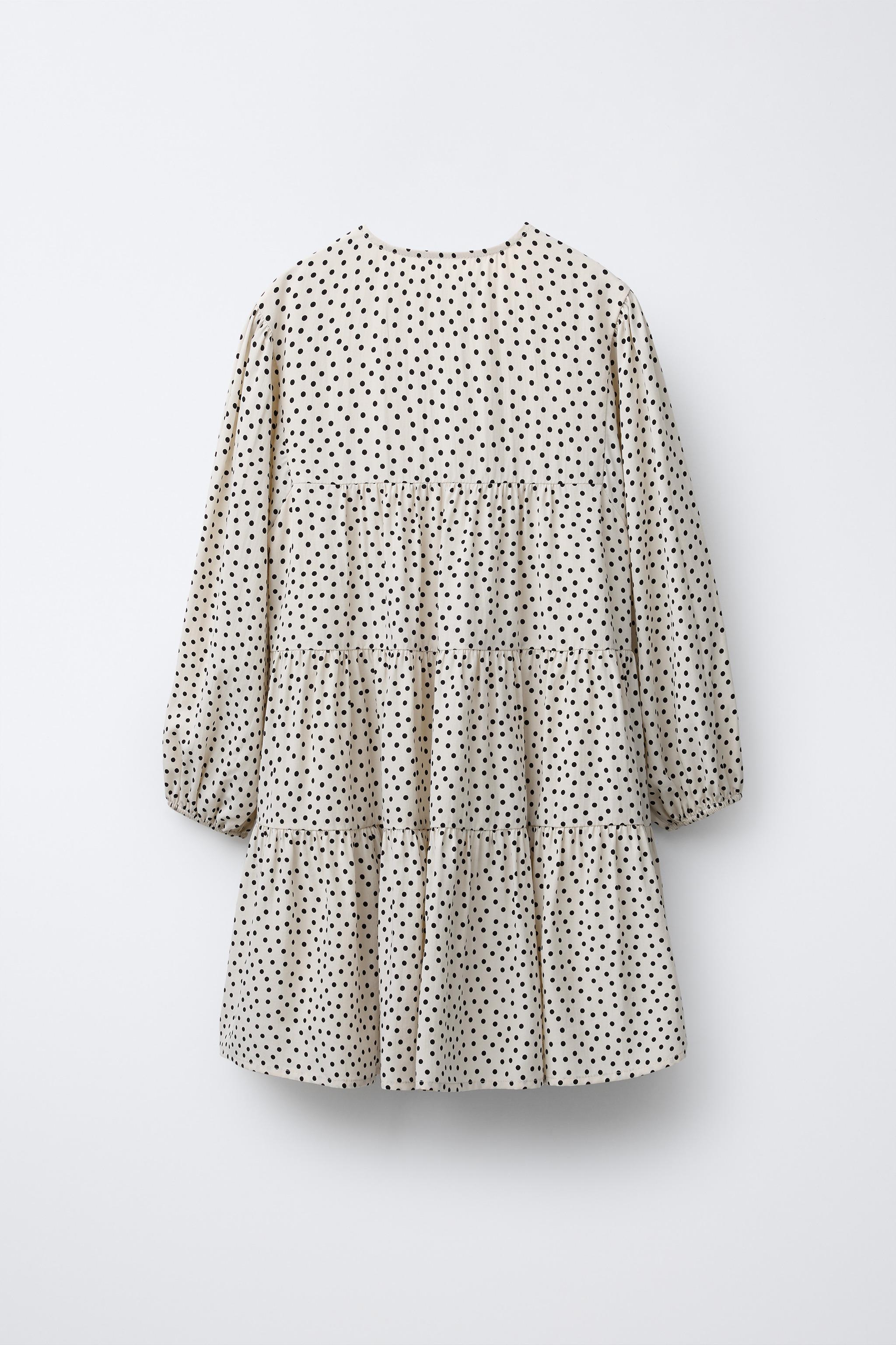 Zara - Polka Dot Panel Dress - Ecru / Black - 12-13 Years (61,4 Inches) - Kids Zara - Polka Dot Panel Dress - Ecru / Black - 12-13 Years (61,4 Inches) - Kids