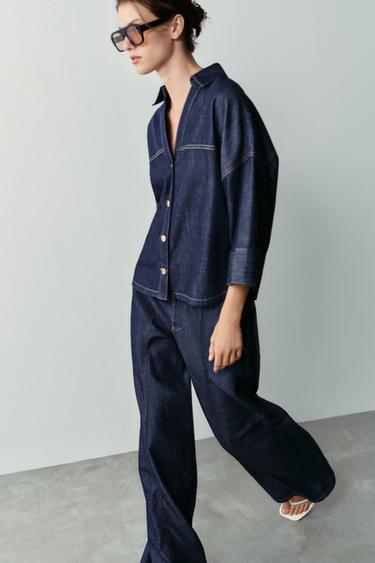 CHEMISE Z1975 EN DENIM À MANCHES LARGES - Bleu de Zara - Image 3
