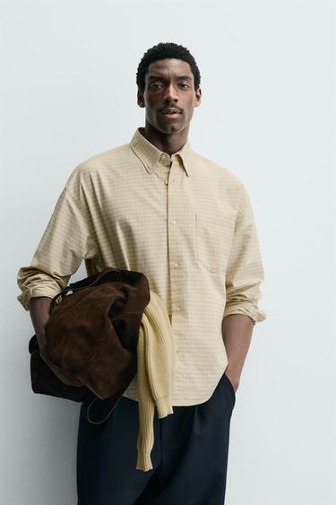 Zara OVERSIZED FIT OXFORD SHIRT - Butter