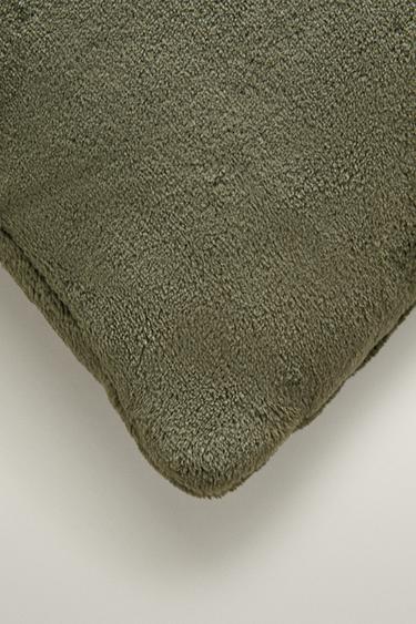 PLAIN FAUX FUR THROW PILLOW COVER — Green 2